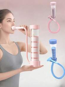 1个便携式呼吸哑铃，腹式呼吸练习，提升肺活量、腹肌、盆底肌和面部核心肌群，可调节呼吸训练器（面部和腹肌训练） - 粉色/蓝色 | 肺活量、核心腹肌和盆底肌锻炼器 | 便携式家用健身器材，呼吸哑铃