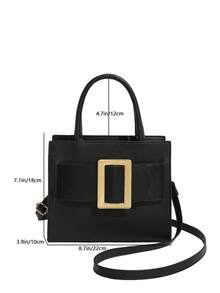 1pc Women's Fashionable Commuter Solid Color Handbag, Portable Versatile Shoulder Bag, Niche High-Quality Luxury Casual Crossbody Bag, Suitable For Dates, Shopping, Gifts, Work - Black - View 2