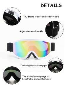 多副装彩色镜框泡沫衬垫软滑雪镜套装，男女通用 - 适用于户外滑雪、雪地摩托、单板滑雪、徒步旅行和其他冬季运动 - 彩色 - 查看 11