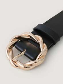 2个金色旋转圆形腰带扣不对称针扣PU皮革腰带宽腰带圆形扣 - 彩色 - 查看 5