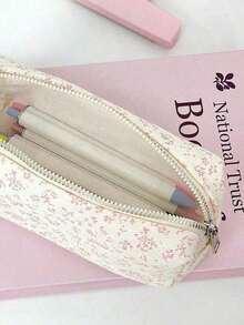 1pc Pink & Purple Violet Pencil Bag, Ins Style Stationery Pouch, Multi-Functional Cosmetic Organizer Bag ,Cute Multifunctional Storage Bag, Pencil Case, Cosmetic Bag For School, Stationery, Cosmetics, Skin Care Products, Lipstick, Brushes, Coins, Small Items,Back To School - 粉色 - 查看 2