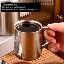 Tazas de viaje de acero inoxidable con aislamiento de doble pared: tazas de té irrompibles con asa para acampar y usar al aire libre (10,5 x 8 cm) - Plateado - Ver 3