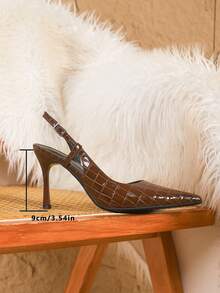 Plus Size Women's High Heel Pointed Toe Stilettos, Fashion Casual Pumps For Work, Commute, Sexy High Heels - Brown - View 7