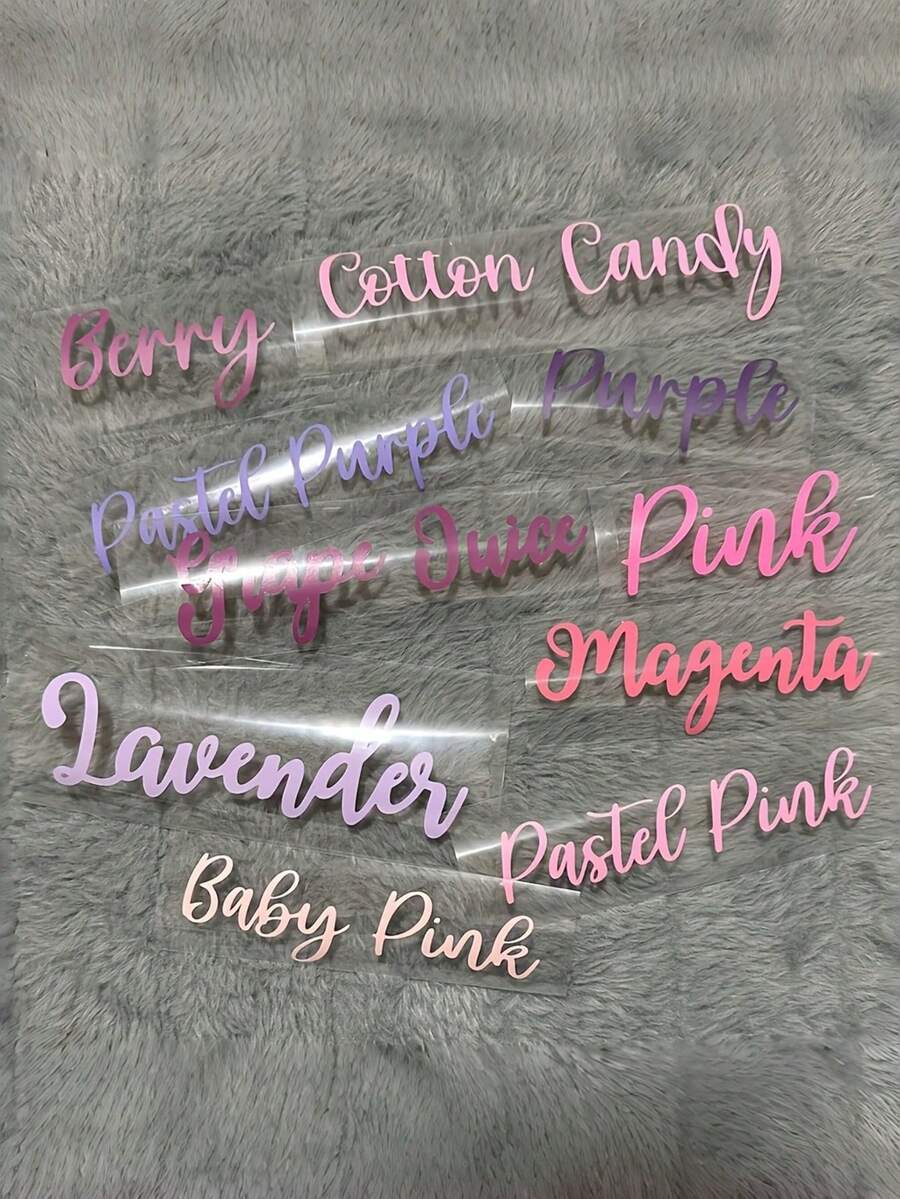 Customizable Transparent PVC Holographic Name Transfer Stickers, Suitable For Cups, Glasses, Laptops, Calendars, School Supplies, Gift Bags And Wedding Decorations, Self-Adhesive, Rectangular