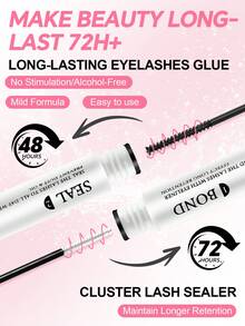 1pc 2-In-1 Eyelash Extension Glue, Suitable For Eyelash Extension & Cluster Lashes, Long-Lasting & Hypoallergenic, DIY Eyelash Glue With Lash Brush, 5g + 5g - White - View 6