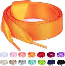 Flat Colorful Satin Shoelaces, 3/ 4inch Width, Women's/Girls' Shoelaces, White, 47inch (120) Cm: Clothing, Shoes, And Jewelry - 橘色絲帶 - 查看 8