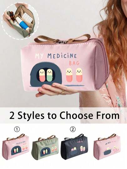 1pc Portable Medicine Bag, Compact Pillbox, Convenient Medicine Organizer For Travel, Suitable For Daily Use, Outdoor Activities, And Travel. An Essential Choice For Health-Conscious Individuals And Frequent Travelers, And A Must-Have Medical Accessory. Multifunctional Fabric Medicine Bag, Portable Medical First Aid Kit, Outdoor Travel Medicine Bag, Dormitory First Aid Medicine Storage Bag (Multiple Colors Available).