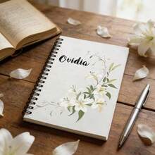 Customized Notebook, Personalized Stationery Notepad, Writing Pad, Customizable With Name/Text/Photo, A5 Size, Double-Sided Writing, Spiral Bound, Beautiful Floral Diary, Suitable For Work, Business, School, Meetings, Travel, Back To School Essential, Ideal Gift For Students Or Teachers - Perfect Office Supplies And Stationery Gift, Thoughtful And Fashionable Gift - Great For Note-Taking, Journaling And Creative Writing