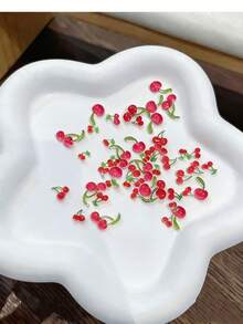 20-500件可愛3D迷你紅色櫻桃樹脂美甲飾品，甜美水果亮面美甲寶石，DIY美甲藝術裝飾配件 - 彩色 - 查看 5