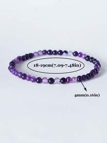 1pc 4mm Mini Energy Stone Charm Bracelet, Natural Stone Layered Bracelet, Agate Beads Yoga Healing Bracelet Jewelry For Women Men Best Friend Gift, Festival Gifts - Multicolor - View 51