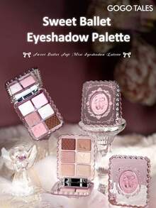 GOGO TALES GOGOTALES Soft Pink Matte Eyeshadow Palette, Ballet Series, Includes Matte Earthy Tones And Delicate Luminous Highlighter, Mini Travel Palette Suitable For Daily Makeup And Beginners - #G03 Ballet Morning Mist - View 11