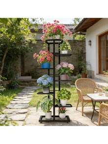 This Year's Best-Selling 6/5/4 Plant Stand, Storage Rack, Display Shelf - Latest Upgraded Model Indoor/Outdoor Metal Plant Stand With Multi-Tier Design Accommodates Multiple Potted Plants.Features A Rust-Proof Coating For Durability.Evenly Spaced Grid Structure Ensures Balanced Weight Distribution And Prevents Deformation.Widened Base Maximizes Space Utilization.Round Base Prevents Floor Scratches While Maintaining Stability.Suitable For Patios, Corner Balconies, Living Rooms, Studies, And More.Folds For Easy Storage. - Màu đen/7 lớp - Xem 8