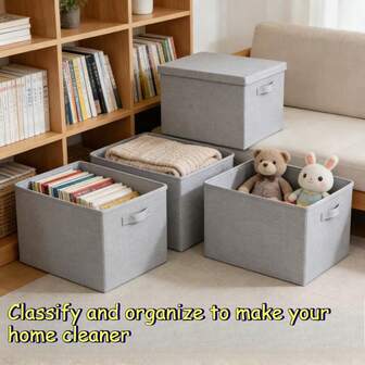 1 High-Quality Foldable Storage Box, Large Capacity Covered Clothing Storage Box, Wardrobe Storage Box, Multifunctional Waterproof Room Storage Box, Dustproof And Moisture-Proof, With Handles On Both Sides, Drawer Style Storage Box, Stackable