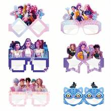 6pcs/12pcs K-Pop Witch Hunting Girl Group Cartoon Photo Prop Glasses, KPOP Pixel Style Anime Eyeglasses Frames, Birthday Party Gag Glasses, Influencer Photo Accessories, Girls Ins Style Photography Props - Multicolor - View 8