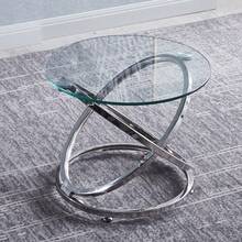 1PC Minimalist Round Glass Top Table, Silver Metal Legs For Living Room/Balcony/Cafe/Office, Multi-Functional Tea Table/End Table/Dining Table, 52x52x46cm Compact Design - Silver - View 11