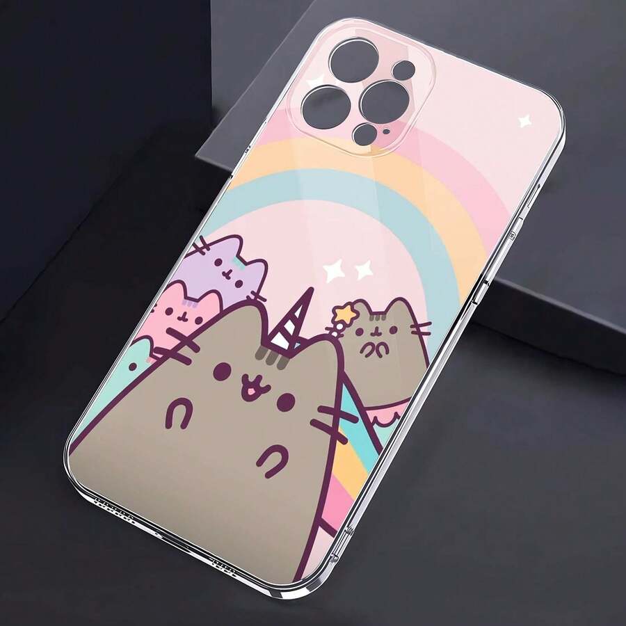 Lindos gatos de dibujos animados con fondo de arcoíris y estrellas. Esta elegante funda es compatible con iPhone 17, 16, 15, 14 Pro Max, 13, 12, 11, XR y XS Plus. Fabricada en TPU flexible, resistente a golpes y arañazos, ofrece una excelente protección contra caídas y un agarre cómodo. Es un regalo ideal para familiares, amigos y seres queridos, y una opción perfecta para festivales. - transparente - Ver 1