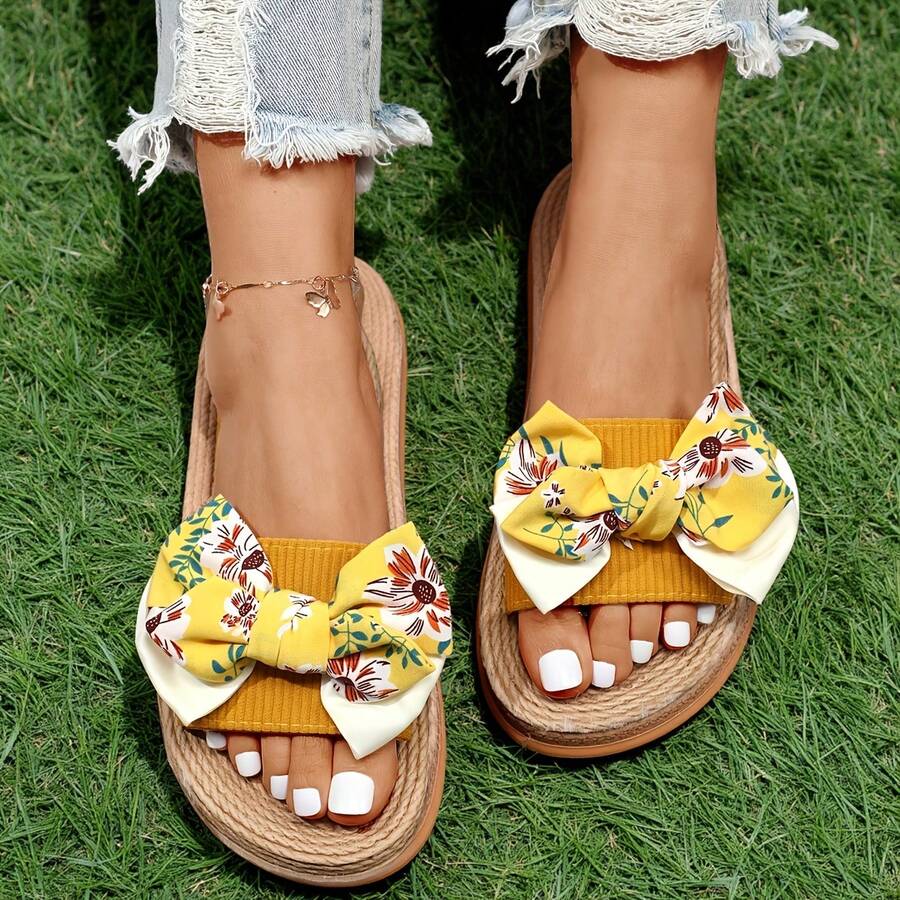 Sandal đế bằng chấm bi dành cho nữ, giày mùa hè hở mũi thoải mái, sandal quai ngang mắt cá chân nhẹ nhàng. - Nhiều màu - Xem 1