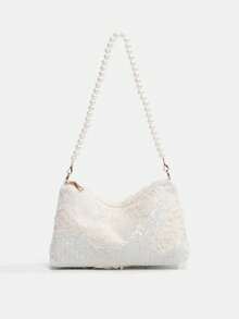 1pc Women's New Fashion Sequin Elegant Shoulder Bag, Pearl Decor Shoulder Bag, Lace Flower Evening Bag, Chain Bag, Coin Purse, Wallet, Suitable For Daily, Party, Travel, Ideal Gift - Multicolor - View 17