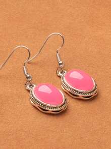 أقراط نسائية عصرية بشكل بيضاوي باللون الأصفر الكهرماني، خيارات متعددة للمواد - شمع العسل أصفر - مشاهدة 3