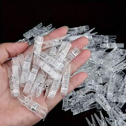 20pcs Transparent Acrylic Clips, Mini Photo & Home Decor Clips, Party Background, Photo Hanging Clips, Valentine's Day, Holiday Party Decor