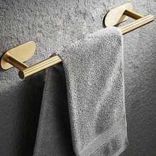 1 Set Matte Black Bathroom Hardware Set, Modern Minimalist Wall-Mounted Towel Bar, Towel Ring, Hooks And Toilet Paper Holder, Decorative Bathroom Accessories, Stainless Steel Towel Ring, Towel Rack, Towel Bar, Bathroom Hooks, Bathroom Shelf, Toilet Paper Holder, Storage Hooks, Hotel - Square Bottom Nail-free - View 5