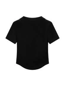 2件套Y2K风格黑白修身腰身性感甜美百搭休闲通勤度假女式短袖翻领T恤套装，春夏款 - 彩色 - 查看 5