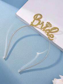 1件极简合金字母新娘婚礼派对发饰，新娘皇冠