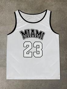 EVRINFINITE Retro American World Cup Theme Sports Tank Top For Men, Letter Print Mesh Basketball Jersey, Fitness Workout Shirt - White - View 4