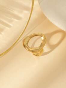 3pcs/Set Minimalist Open Ring Set In Gold Tone - Geometric Textured Jewelry, Suitable For Everyday/Casual Wear - Gold - View 5