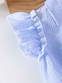 2pcs/Set Young Girl' Casual Mori Style Cap Sleeve Top And Wide Leg Pants Set, Summer