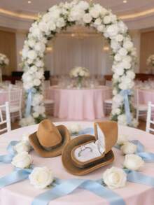 1个创意帽子造型首饰盒，奢华翻盖迷你戒指盒，可爱小巧的牛仔帽首饰礼品收纳盒，适合情人节、结婚纪念日、订婚、送给女友、妻子、男友、丈夫、情侣的礼物 - 彩色 - 查看 5