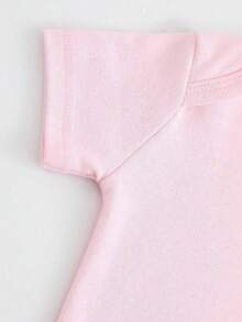 Disney Baby Clothing, Newborn  - Unisex - Disney Stitch And Lilo Creative Cartoon Print - Crawling And Toddling Stage Outfits - Summer Outdoor Casual Crewneck Crawling Coverall With Triangle Hem Design - Summer Essential Item - Fun-Filled - Adorably Cute - Perfect Holiday Gift For Infants And Toddlers - Pink - View 5