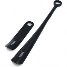 Set Of 2, Long Handle Shoe Horn And Travel Shoe Horn, Black - Black - View 2