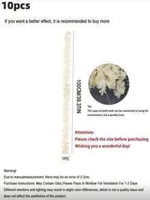 10条人造紫藤花环，100厘米丝绸紫藤花串，逼真悬挂花朵，香槟色，适用于婚礼、情人节、派对、室内外装饰，花瓣栩栩如生，易于悬挂，可重复使用，人造紫藤花环，适用于庭院、墙壁、卧室、花园、墙面装饰、室内外装饰 - 香檳色 - 查看 9