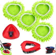 4 Pack Spin Mop Replacements Head Compatible For Oceda RinseClean 2-Tank System,Microfiber Spin Mop Refills Head,1 Mop Scrub Brush + 1 Mop Base + 4 Pack Cleaning Floor Mop Head - MàuD - Xem 1