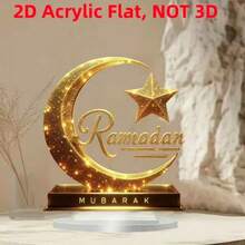 2D Acryl Kristall Mondsichel Deko, mit Ramadan Neumond, islamisches Glaubensthema, geeignet für Ramadan, Eid, Fensterausstellung, ideales Geschenk