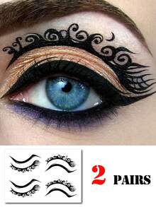 Smokey Eye Makeup Temporary Tattoos, Suitable For Daily, Party, Holiday Events, Lasts 3-5 Days, Can Be Removed With Makeup Remover - Multicolor - View 3