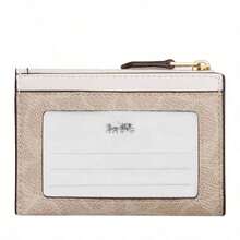 Coach Logo Print Wallets For Women Purses Keychain-Attached Card Holder Wallet Compact Short Purse - White - View 3