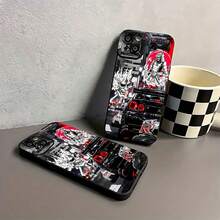 Coches japoneses, samuráis y una estética urbana amenazante. Esta elegante funda es compatible con los modelos  17, 16, 15, 14 Pro Max, 13, 12, 11, XR y XS Plus. Fabricada en TPU flexible, resistente a golpes y arañazos, ofrece una excelente protección contra caídas y un agarre cómodo. Es un regalo ideal para familiares, amigos y seres queridos, y una opción perfecta para festivales. - Negro - Ver 7