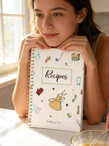 1pc Personalized Recipe Notebook - Handmade Spiral Notebook - Blank Recipe Book, For Organizing Your Home Recipes, Recipe Notebook Where You Can Write Down Your Own Recipes