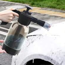 1pc 2L Capacity Black Foam Sprayer Bottle, Adjustable Nozzle, Multi-Purpose Foaming Sprayer For Car Washing, Gardening, Household Cleaning