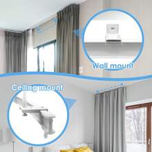 1 Set - Ceiling Curtain Track Flexible Curved Curtain Track, 16-Foot Wall-Mounted Sliding Ceiling Track And Clip Curtain Track, System Set As RV Room Divider (White) - White - View 9