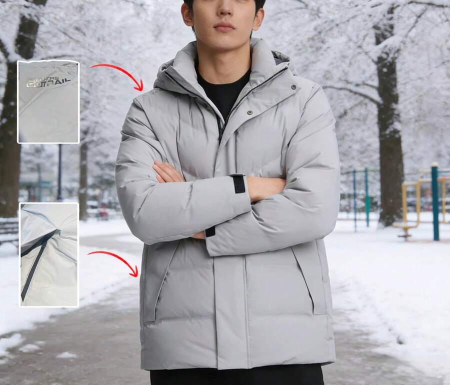 Skechers Men's Loose-Fitting New Thick And Warm Down Jacket With Hood