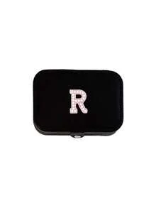 Pu Leather Jewelry Organizer, With Pink Letters A-Z With Rhinestones,Portable Organizer, Zipper Closure&Soft Lining For Organizing Earrings, For Earrings, Rings, Necklaces, Bracelets, Nail Accessories, Perfect Gift For Summer Travel,,Back-To-School Season, Mother's Day,Summer,New Year,Ramadan, Eid, Valentine's Day, Christmas, Or Thanksgiving. - Multicolor - View 17