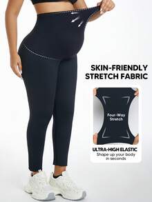 Black Maternity Leggings, Shark Design, Minimalist Slim Fit Casual Pants