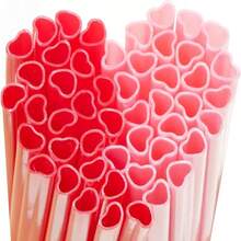5pcs/Pack Reusable Pink/Red Heart Shaped Plastic Straws, Cute Heart Straws Suitable For Valentine's Day, Birthday Party, Bridal Shower, Wedding, Kitchen, Christmas Gift - Multicolor - View 8