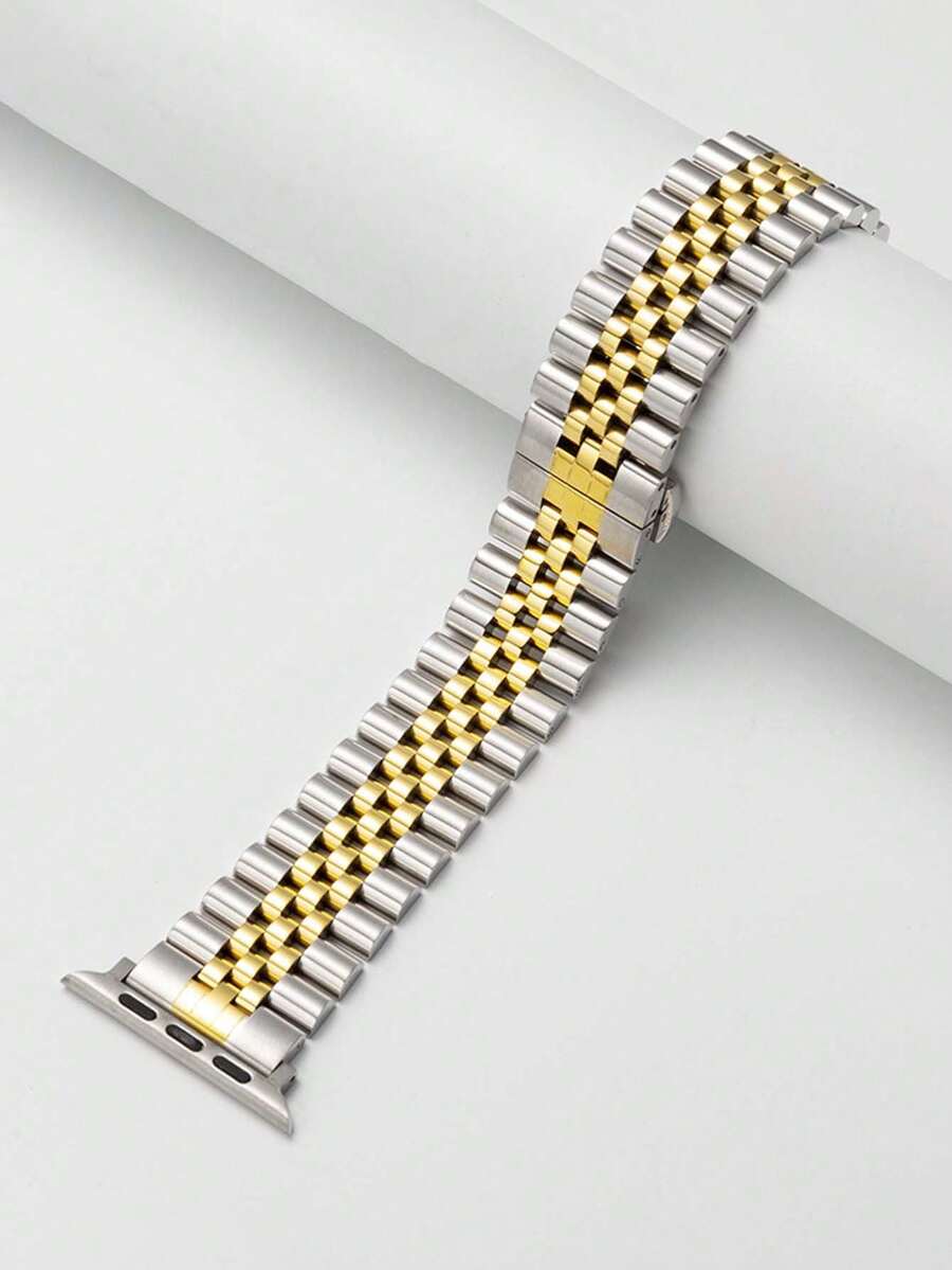 1条时尚银色和金色金属表带，兼容 Series 11/10/9/8/7/6/5/4/3/2/1 SE Ultra，配备便捷快拆不锈钢表带及拆卸工具，适用于44mm、38mm、40mm、41mm、42mm、45mm、46mm、49mm表盘尺寸。