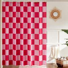 1pc/3pcs/4pcs Set Modern Sweet Plaid Patchwork Shower Curtain Set, Cute Plaid Print Shower Curtain, Suitable For Bathroom Decor, General Room Decor, Home Decor Set, Bathroom Accessories Bathtub Curtain - Multicolor - View 2