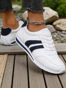 FZY New 2026 Spring Women's Wedge Platform Sneakers. Simple Lace Design For Easy Adjustment. Perfect For Commuting For Working Professionals And Students. Suitable For Everyday Wear, Sports, And Outdoor Activities Such As Walks. Lightweight And Soft Sole; Durable And Easy To Care For. Pairs Well With Various Casual Trousers. A Suitable Valentine's Day Gift For Couples. Breathable And Comfortable, Casual Women's Sneakers, Suitable As A Holiday Gift Or Used As Low-Top Skate Shoes. - 藍色 - 查看 4