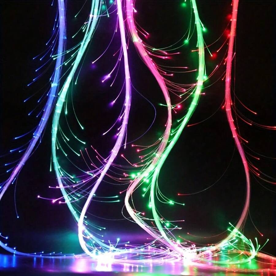 7-Color Fiber Optic Dance Whip - Pixel Stream Party Toy, Perfect For EDM Festivals And Parties - Glowing Whip, Endless Color Options, Nightclub Accessory, Dynamic Lighting Effects, Metallic Texture, Durable ABS Handle, Perfect For Nightlife Performers - 1 chiếc roi phát sáng - Xem 1